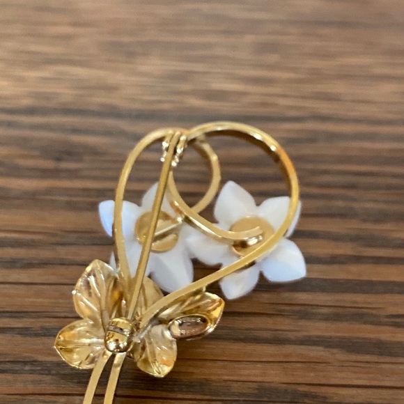 Vintage Wells 14k Gold Filled mother of Pearl MOP jade pin - Picture 5 of 6